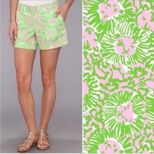 Lilly Pulitzer Callahan Shorts Cabana Sunnyside Lions Pink & Green Sz 8